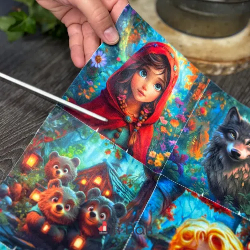 Panneau 10 lingettes à coudre thème contes traditionnels (2).webp