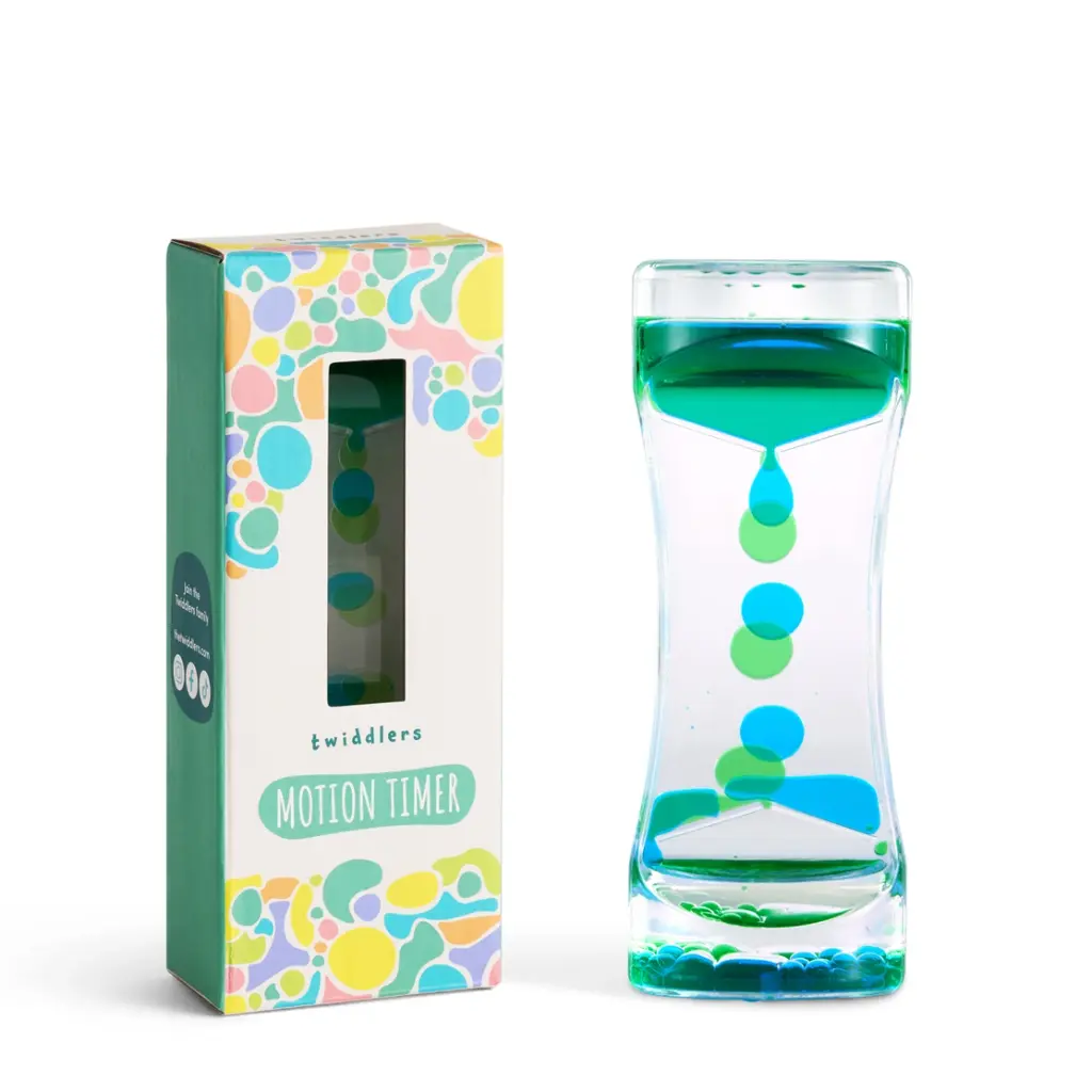 sablier sensoriel liquide bleu et vert.webp