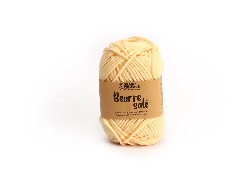 FIL DE COTON JAUNE CLAIR 27G ENV 55M - VENTE AMIGURUMI BEURRE.webp