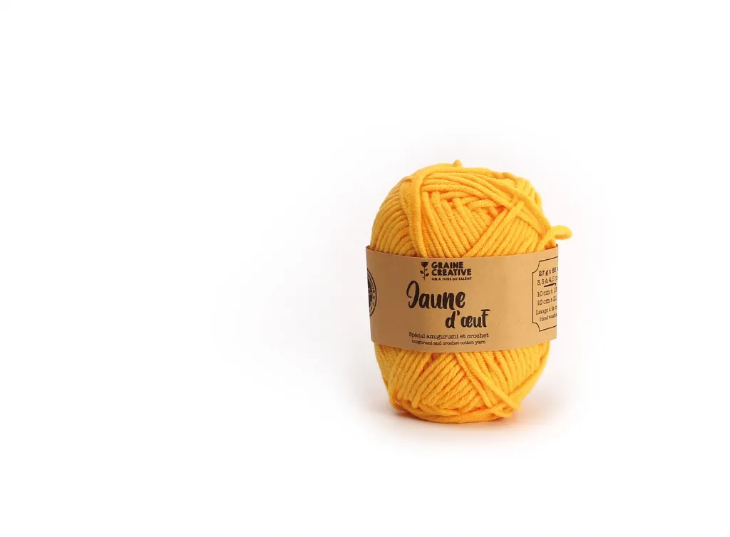 FIL DE COTON JAUNE 27G ENV 55M - AMIGURUMI JAUNE D'OEUF.webp