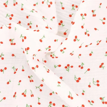 [T 8020 F 135] Double gaze motif Cerises