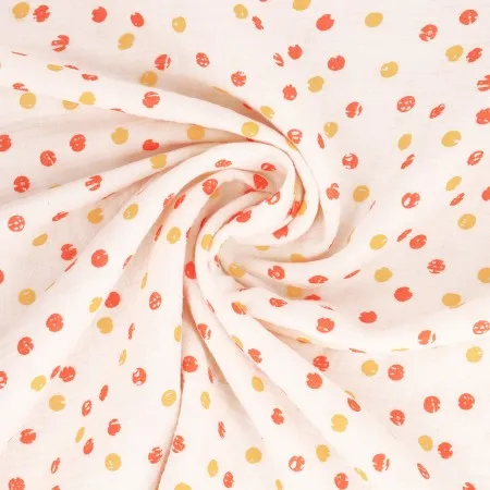 Double gaze motif Pois orange et jaunes