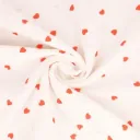 Double gaze motif Petits coeurs orange | Oeko - Tex |