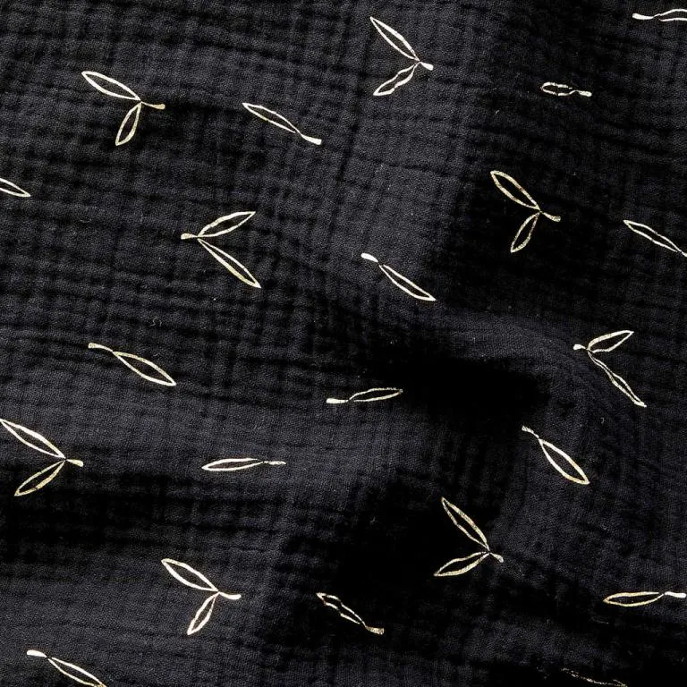 Double gaze noire feuilles dorées | Domotex