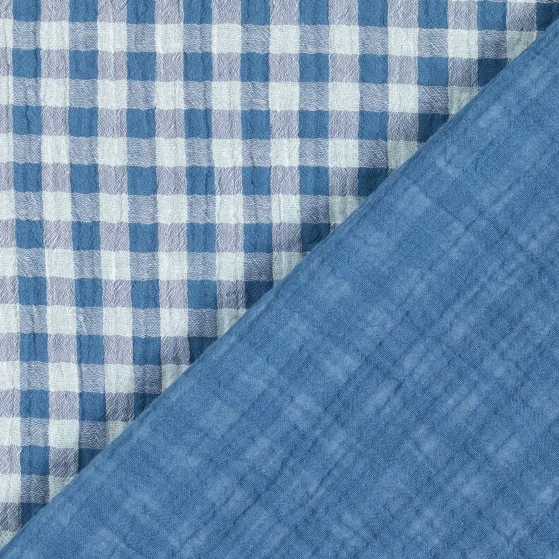 Double gaze Vichy Bleu et Blanc cassé | Oeko - Tex | Domotex