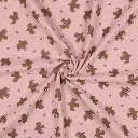 Double gaze GOTS motif Oiseaux Rose tendre