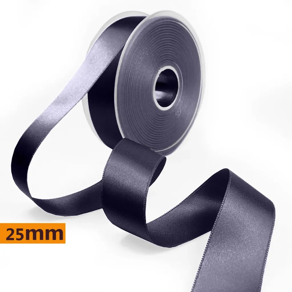 Ruban satin double face 25 mm | Gris anthracite | Prix au mètre