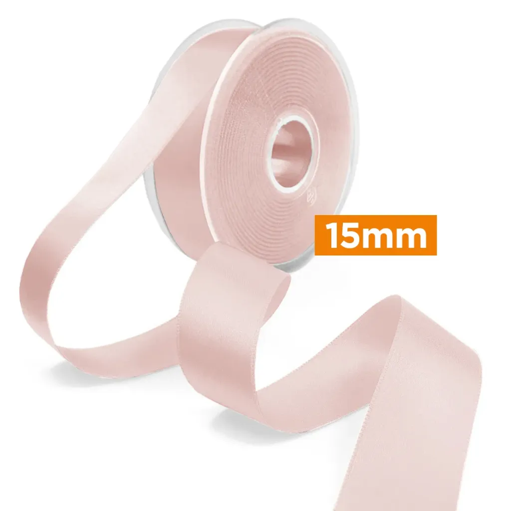 Ruban satin double face 15 mm | Rose clair | Prix au mètre