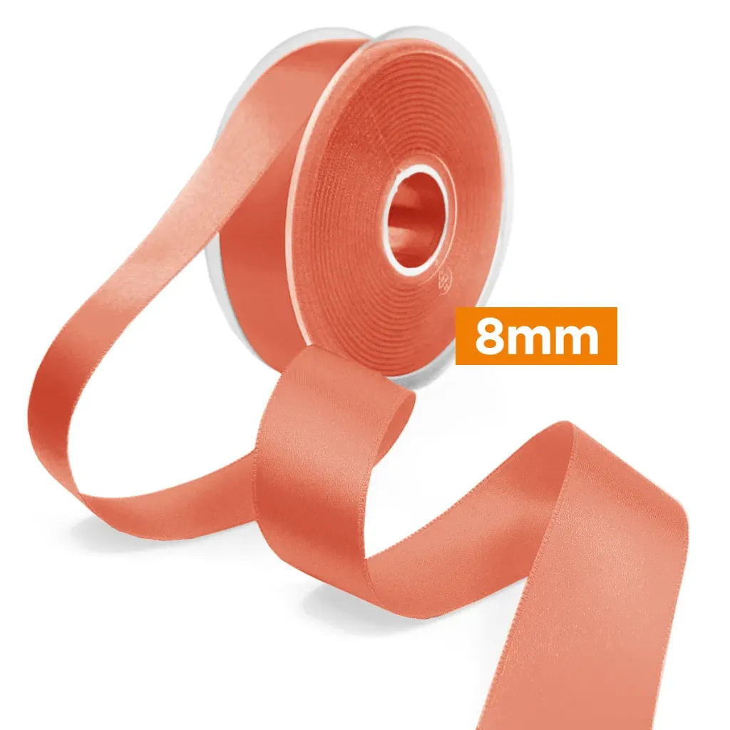 Ruban satin double face 8 mm | Rose saumon | Prix au mètre