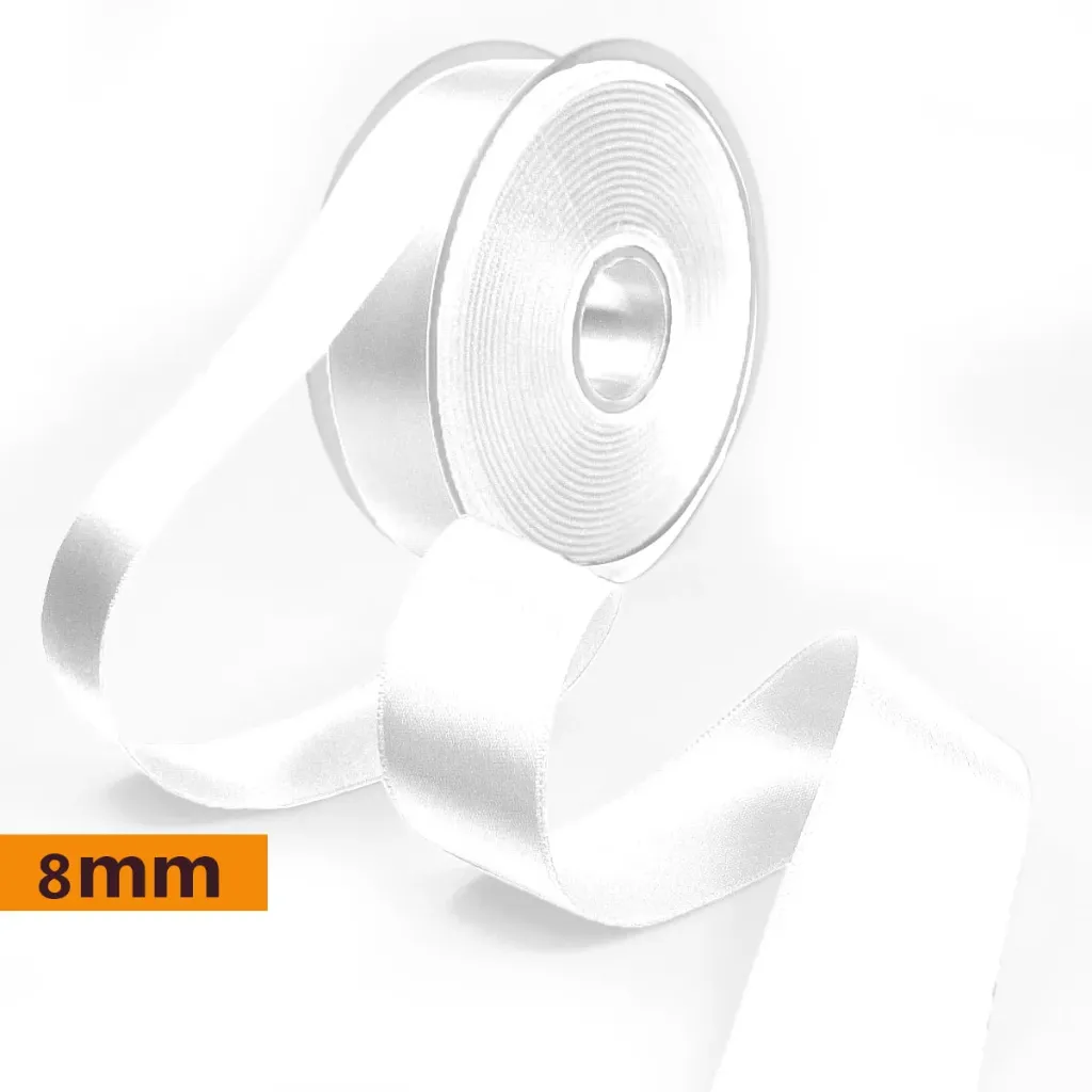 Ruban satin double face 10 mm | Blanc | Prix au mètre