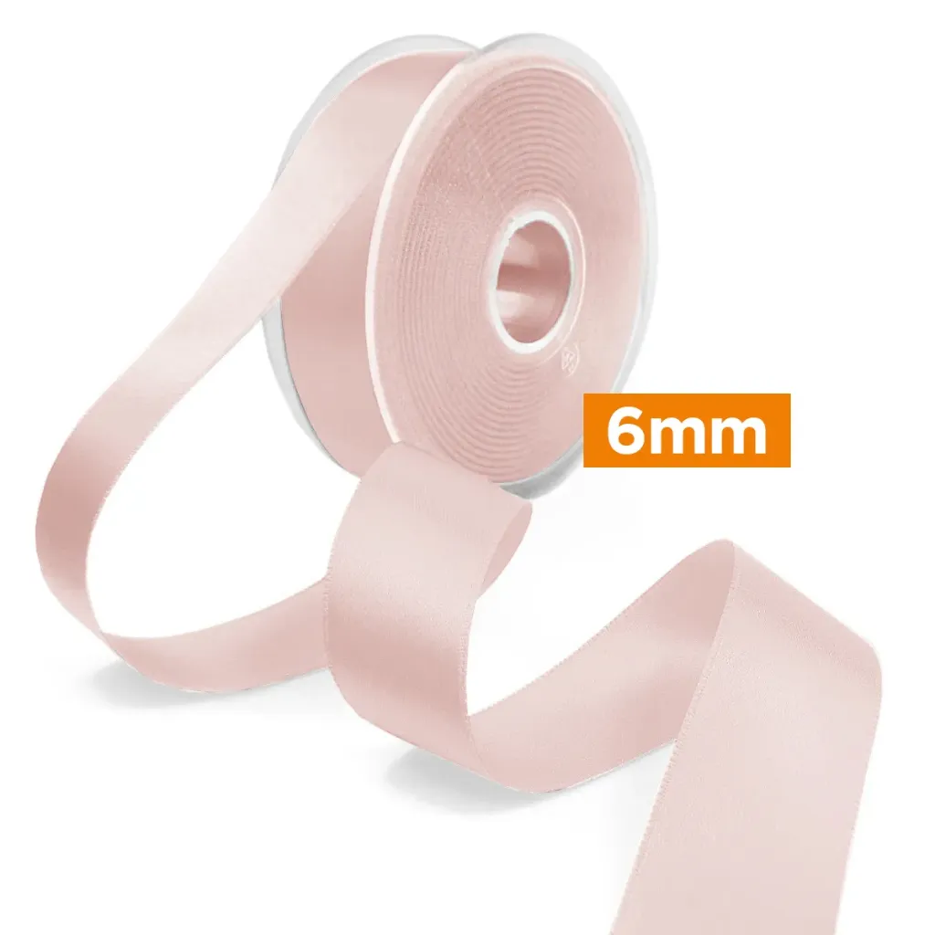 Ruban satin double face 6 mm | Rose clair | Prix au mètre