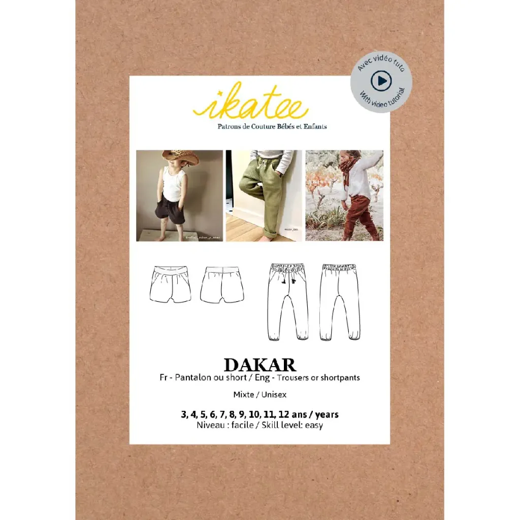 [02.DAKA-IK16HO64P] Dakar | Patron pantalon et short enfant | Ikatee