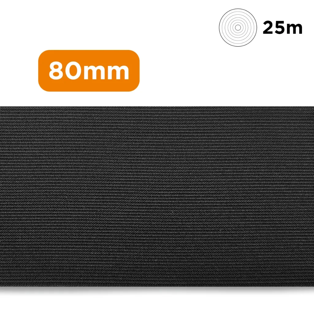 [07-6140.80.580] Elastique maille pour ceinture | Noir | 80 mm